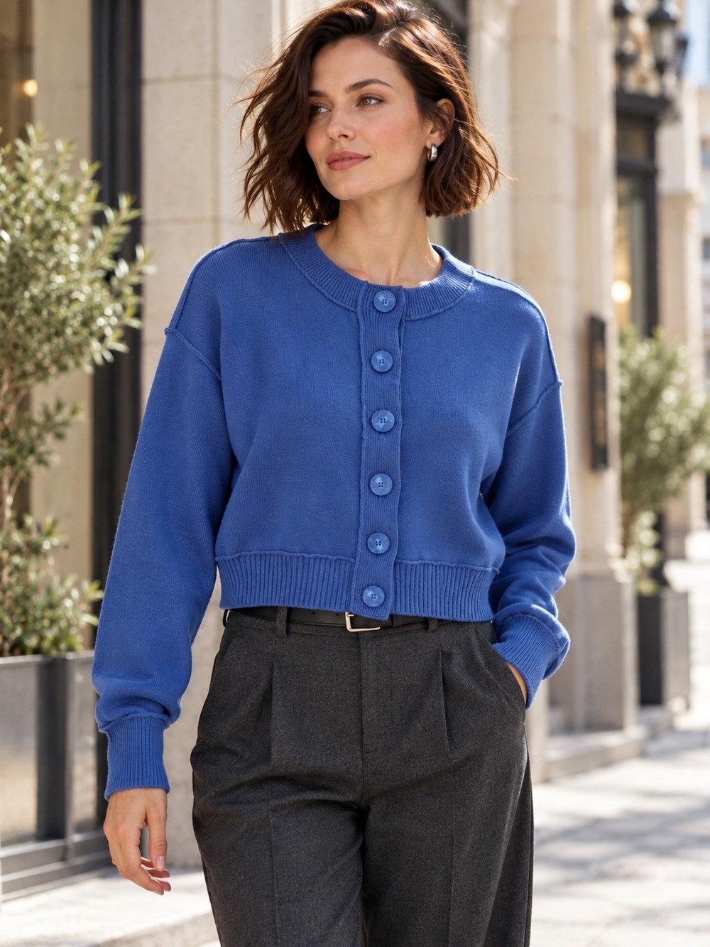 Maeve Anthropologie Sutton Compact Cardigan Sweater Blue Cropped S